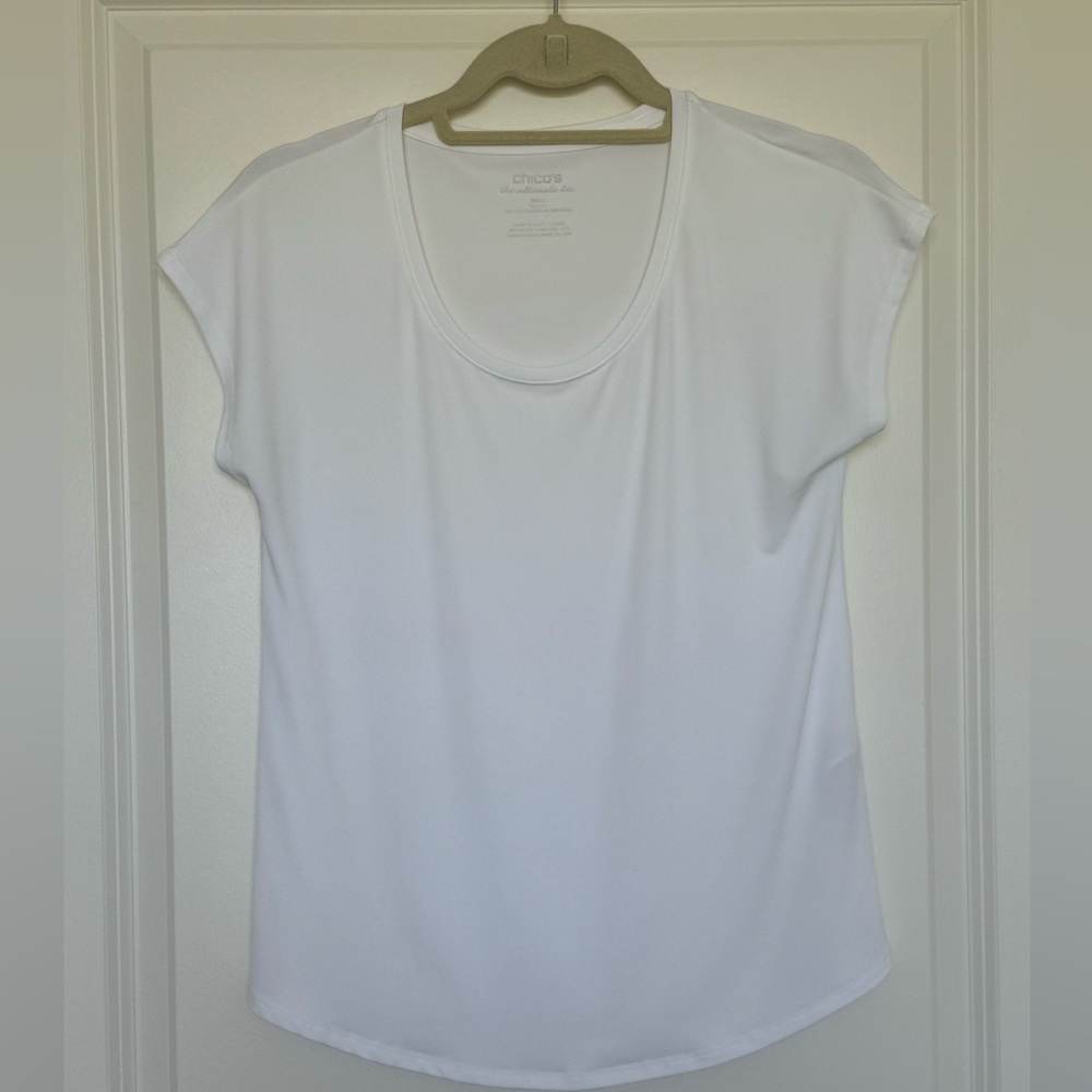 Chico’s Scoop-neck Short Sleeve Top - white - S